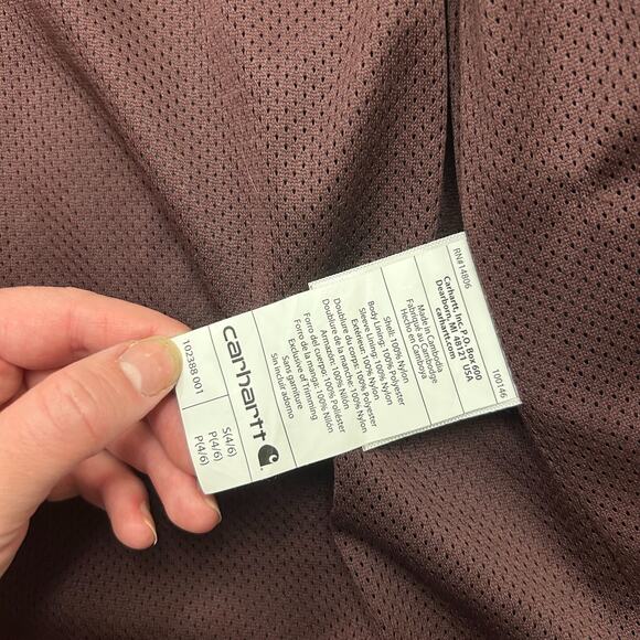 Carhartt Women’s Jacket Size Small Black Hooded Windbreaker Full Zip Mesh Lining - Picture 6 of 9